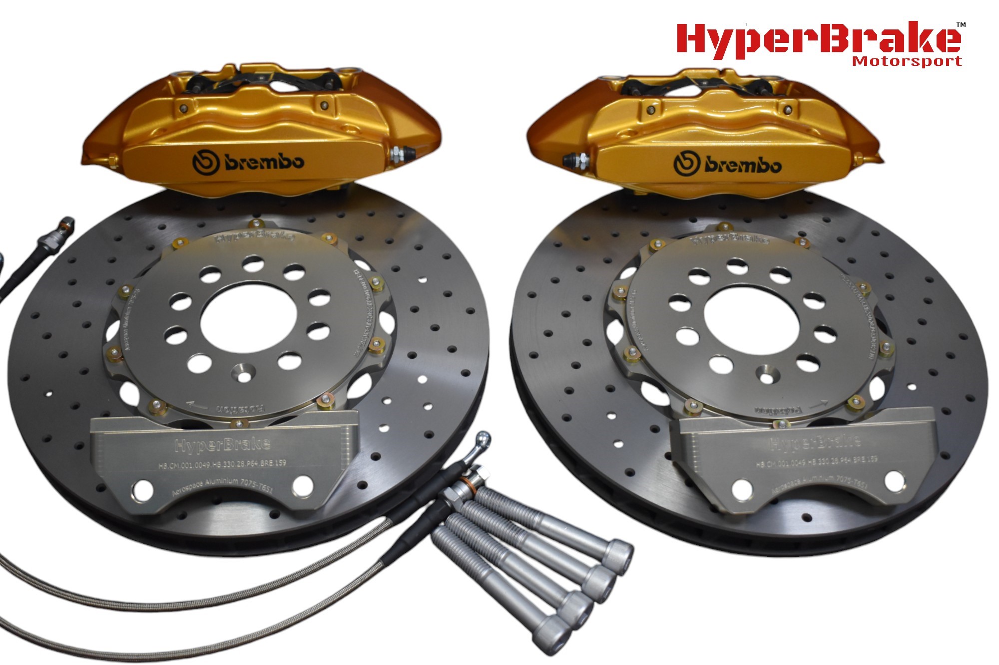 HyperBrake Motorsport Front 4pot Big Brake Kit for Audi A1 8X with Brembo calipers and 2-Piece Full Floating Brake Rotors 330x28mm